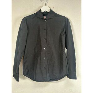 Debra C Carmel Women Black Button-Up Long Sleeve Cotton Shirt Size 4 Lightweight